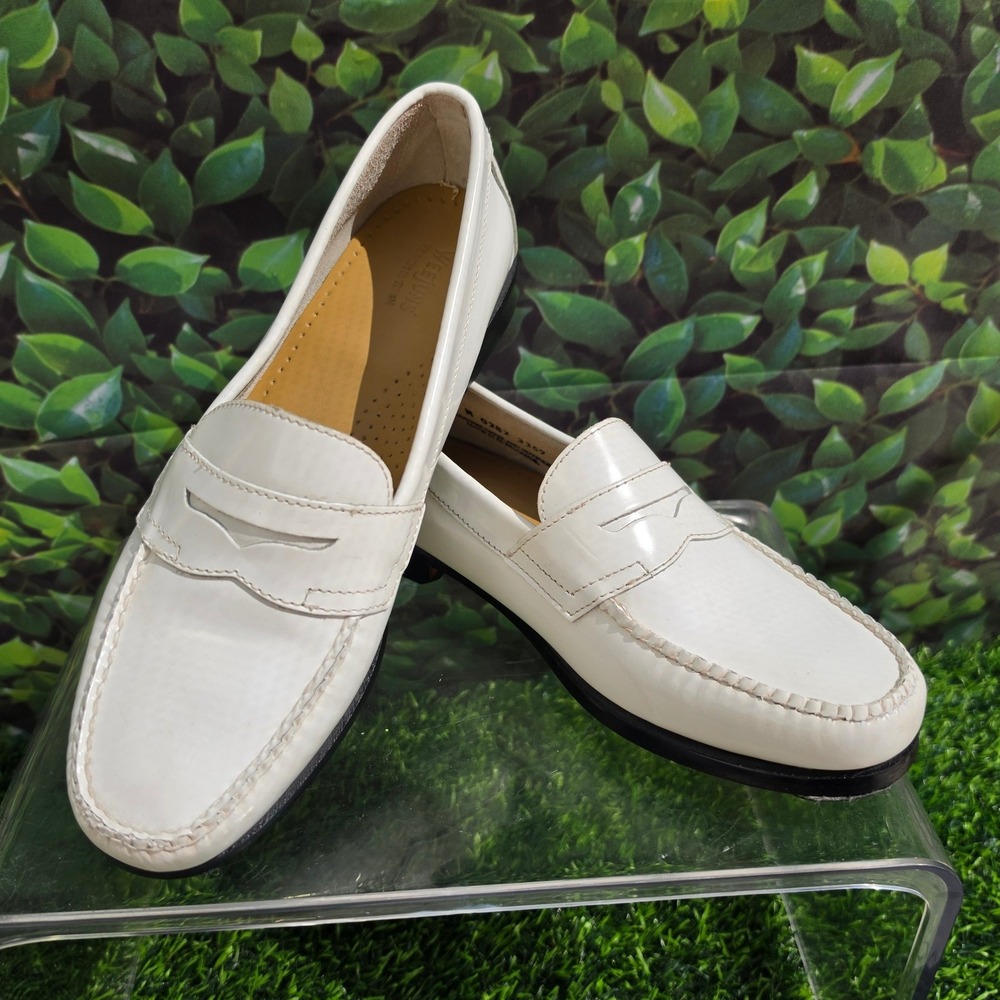 GH Bass Weejuns White Leather Penny Loafers Womens 8.5 M 0282 3359 Handcrafted